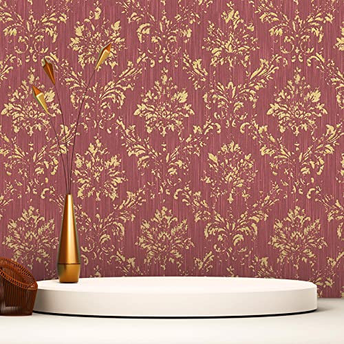 TADESSI Tapete Barock Gioele M1-No.2193 | Vliestapete | Rot | Gold | Ornament | Klassik | Barocktapete
