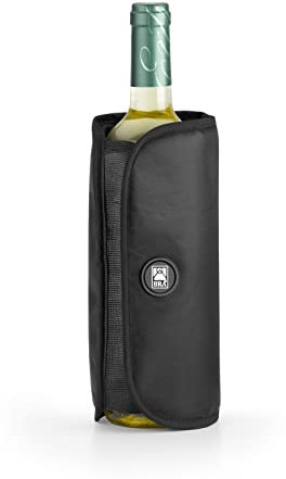 BRA Funda enfriadora Botellas de Vino o Cava, Tejido Impermeable, Ajuste elástico Lateral, Negro