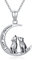 PROESS Wolf Kette 925 Sterling Silber Wolf Halskette Heulender Wolf Tier Anhänger Wölfe Schmuck Geschenke für Schwestern Mädchen Tochter Damen