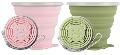 Helweet Portable Collapsible Travel Mugs, Folding Silicone Cup, Reusable Retractable Cup, Für Camping, 2 Pcs(180ml)