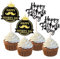 24 Stück Happy Father's Day Cupcake Toppers Best Dad Tortendeko Super Dad Crown Moustache Tortendekorationen für Happy Father's Day Party Männer Geburtstag Party Cake Decoration Schwarz