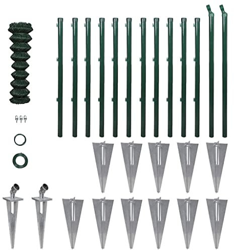 VACARX Chain Link Fence with Posts Spike Steel 1,0x25 m,Chain-Link Fence Info: