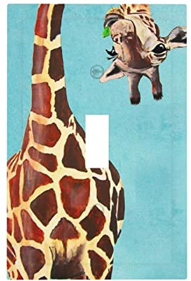 Lustiger Giraffen-Kunstdruck, ein Doppelschalter, ein Doppelschalter, ein Paar, Knebelknopf, ein Paar Duplex, moderne Wandplatte