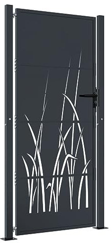 Tidyard Garden gate anthracite 105x205 cm steel grass design Model153171