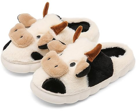 SMajong Zapatillas de Estar por Casa Mujer Hombre Invierno Pelusa Forro Pantuflas Ligero Antideslizante para Interiores y Exteriores Algodón Blanco 43/44 EU (Suela 44/45)