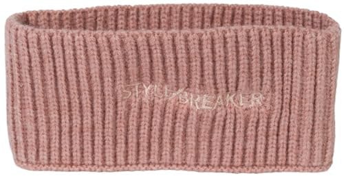 styleBREAKER Damen Strick Stirnband mit Rippenmuster, styleBREAKER Logo Stick, warmes Winter Haarband, Headband 04026068, Farbe:Altrose
