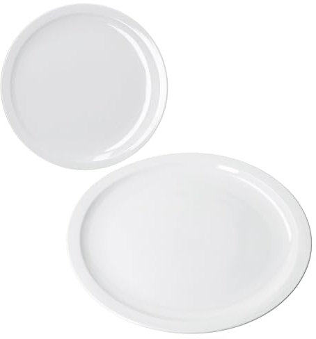MamboCat 2er Set Bianco Pizzateller I Ø 30,5 cm I für 2 Personen I weiße große Pizzateller aus Porzellan I für Pizzen oder zum Anrichten I XL-Speiseteller, Servierplatte