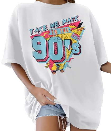 Lonya Camiseta Manga Corta Mujer Camiseta Oversize Verano Camisetas Basicas Cuello Redondo T-Shirt Algodon con Estampado Blusa