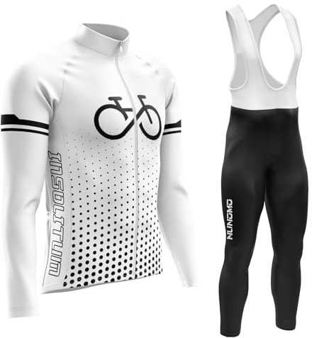 Abbigliamento Completo Ciclismo Uomo Tuta Bici da Corsa Invernale Maglia MTB Manica Lunga + Salopette Imbottiti con Gel 9D MTBGel Caldo e antivento (TYPE-8A,L)