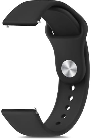 Wanme Cinturino a Sgancio Rapido 20mm 22mm, Cinturini in Silicone e Confortevole Traspirante con Fibbia Regolabile in Acciaio Inox per Smartwatch e Orologi (Nero)