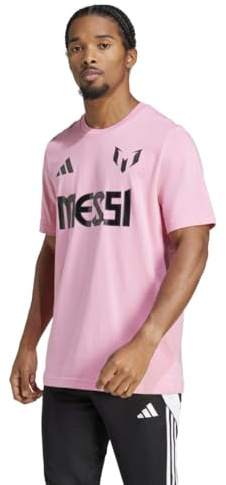 adidas Maglietta da calcio Messi da uomo con nome e numero, messi, nome e numero, Rosa (Easy Pink), XL