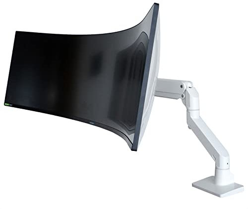 BEWISER Heavy Duty Monitor Arm Ultrawide Mount for 34-49 inches and New 57 inches Screens,Weight Capacity Up to 44 lbs,Full Motion Height Swivel Adjustable Arm(White)