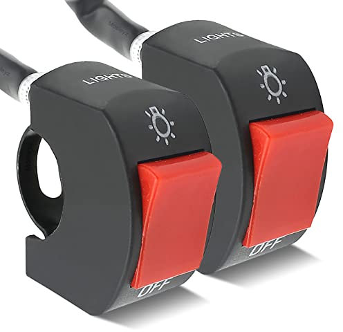 2 Stücke Motorrad Lenkerschalter Lenker Kippschalter mit Einschalten des Ausschaltens für Motorräder Fahrrad -Roller Motorrad Licht-Passt Lenker 22mm (Rot 2)