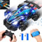 IEEILULU Macchina Telecomandata, Macchina Acrobatica Telecomandata, Auto Radiocomandata a 4 Ruote Motrici da 2.4 GHz, con Luci LED e Spray, per Bambini Regalo di 4-12 anni (Blu)