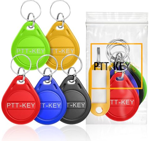 PTT-KEY® | Lot de 5 Badges RFID 13.56Mhz | Programmable MCT sur Smartphone Android | UID Modifiable | Puce CUID | Badge Vigik Universel | NFC Tag | Badge Passe Partout | Badge Immeuble | Lecteur RFID