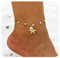 Hebterrka Bracelet de cheville hawaïen en acier inoxydable or 18 carats avec perles dorées et étoiles de mer pour femme, or, L