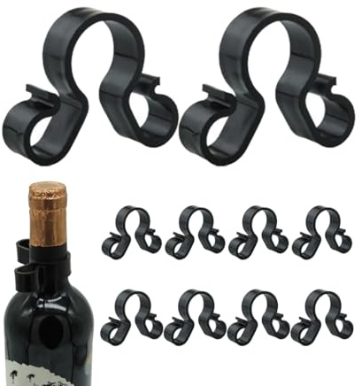 ZAAWUUT Champagne Wine Bottle Safety Clips,10 Pieces Bottle Sparklers Service Hanging Buckle Holder for Wedding Birthday Party Supplies (Black, Double-Clip)