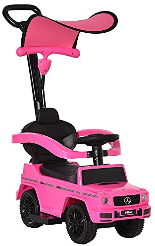 HOMCOM Correpasillos para Niños con Licencia Mercedes G350 Coche Correpasillos para Niños de 1-3 Años con Bocina Capota Extraíble y Barandilla Carga 25 kg 85,5x40,5x95 cm Rosa