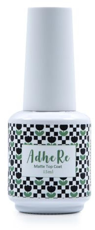 ADHERE Matter Gel-Überlack 15 ml, kein Abwischen, matter Top Coat, Gel-Nagellack mattes Finish, langanhaltend für Nagelkunst zum Selbermachen, Nagelstudio zum Selbermachen zu Hause