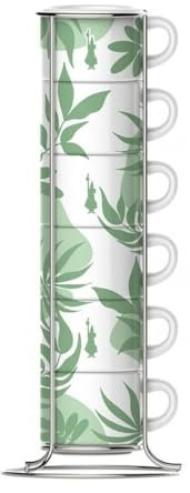 Bialetti Set di 6 tazze da caffè 29597 bianco verde porcellana 90 ml (6 unità)