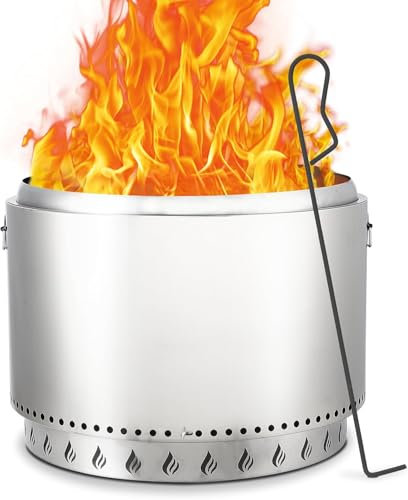 PioneerWorks Stove Bonfire 2.0, 41.5 cm rauchfreie Feuerstelle, 360° Luftstrom & Abnehmbare Aschekanne, Edelstahl Holzkamin Tragbare Feuerstelle im Freien, für 3-5 Personen, 7,7 kg