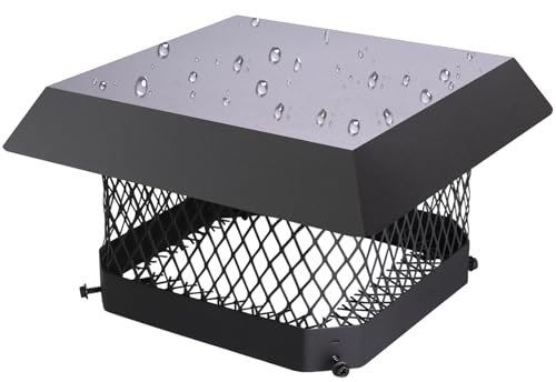 9 x 9 Chimney Cap Cover Chimney Rain Cap Fireplace Flue Cover Exhaust Roof Vent Guard for Outside Fit On Existing Flue Tile Clay with Screen Hood Plate,Galvanized Steel,Maximize Airflow Better Vent