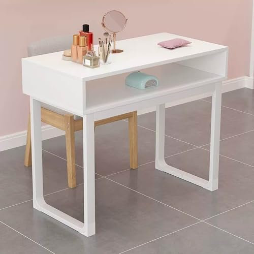 Modern Professional Double Nail Tech Table Station with Storage Drawers Wooden Nail Art Workstation for Spa Beauty Salon Manicure Table Nail Desk Artist Hand Nail Table
