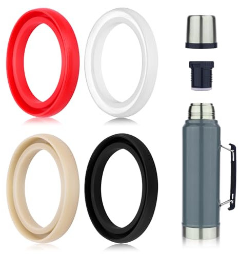 4pcs Silicone Replacement Gaskets for Stanley, Sealing O Ring for Thermos Flask Lid Seal Compatible with Stanley Classic 20oz 1.0 QT 1.5 QT 2 QT 2.5 QT Water Bottle Parts Accessories (4 Colors)