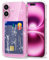 Svanove for iPhone 16 Plus Case Wallet Clear Glitter, Transparent Card Holder Case with Credit Card Slot, Bling Sparkle Cute Girly Thin Slim Soft Rubber Protective Shockproof Bumper for Women Girl