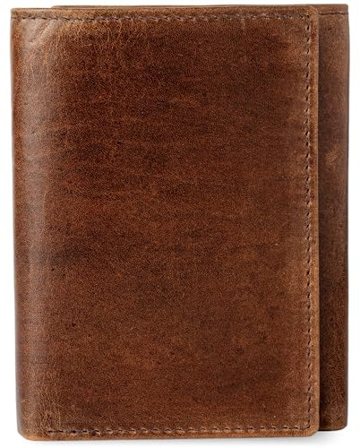 BULL GUARD RFID Genuine Leather Trifold Wallets for Men ID Window, Secret Pocket, RFID Wallet