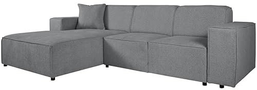 BEAUTY SOFA Pedro Ecksofa, Breite 267 cm, L Links, Raven 13, Grau, Minimalistisches Design, Freistehend, Hochwertige Polsterung