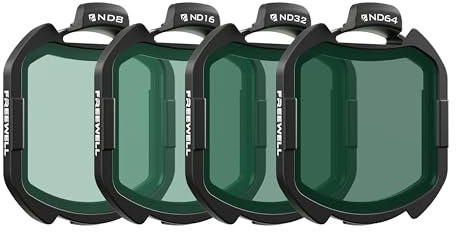 Freewell ND-Filter 4er-Pack für DJI O4 Air Unit Pro - ND8, ND16, ND32, ND64 - Reduzieren Sie die Verschlusszeit für reibungslose, filmische Aufnahmen