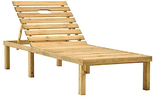 SDWEHO7 Sonnenliege aus Holz mit Verstellbarer Rückenlehne, Garten Liegestuhl Gartenliege Outdoor Liege für Garten Terrasse, 200 x 70 x (31.5-77) cm