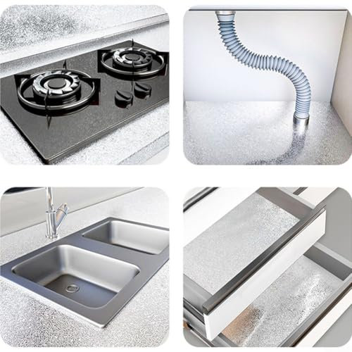 Adhesivo de pared con lámina de aluminio para protección de aceite de cocina, 30 cm x 300 cm (E)