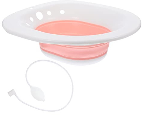 VALICLUD Toilettensitz Sitzbadewanne mit Spülung Tpr Material Tragbares Sitzbad für Postpartum-pflege und Badewanne für Hygiene Rosa