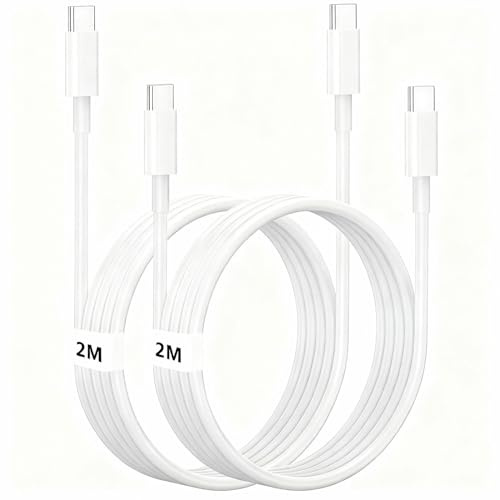 2M Charger Cable for Google Pixel 10/10 Pro XL/10 Pro Fold/9/9 Pro XL/8/8a/8 Pro/7/7a/6/5/4/3 XL, USB C to USB C Long Charging Lead (2-Pack) Compatible for IPhone 17/16/15/16e, iPad 10/11/A16/Mini 7/6