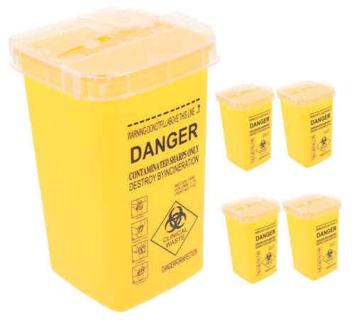 Mikinona 5pcs Sharps Collection Bin with Secure Seal for Safe Needle and Blade Disposal Compact Salon and Barber Waste Container Practical Sharps Recycling Box for Home and
