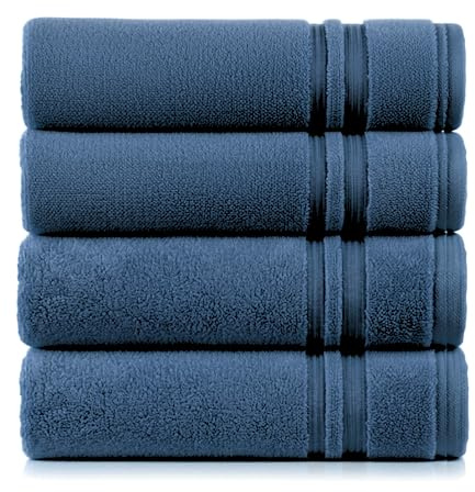 Egeria Manhattan Gold Handtücher, 50x100 cm, Weiches und saugfähiges Handtücher Set für Bad, Dusche und den täglichen Gebrauch, 4 Pack, Staubblau