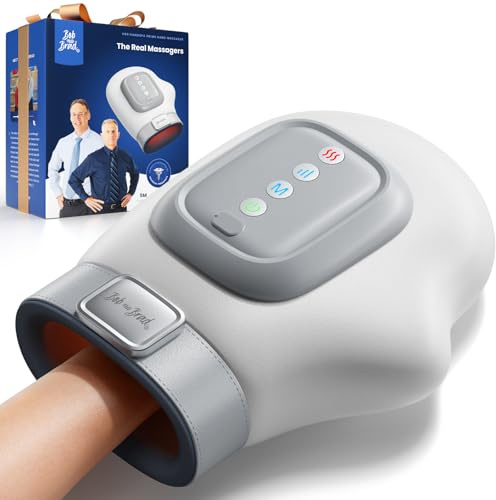 BOB AND BRAD Masseur de Mains avec Compression et Chaleur, Appareil de Massage Électrique sans Fil pour Doigts et Paumes, Batterie Longue Durée, Cadeau pour Hommes et Femmes