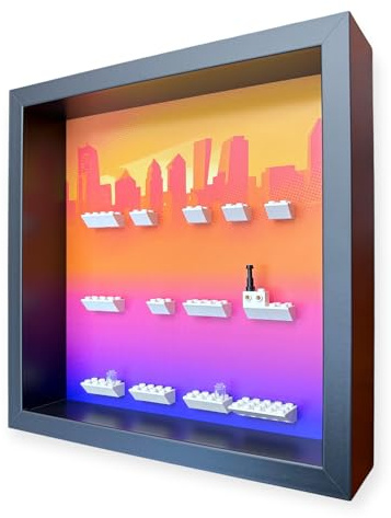 Frame Punk Minifigure Display Case - for LEGO Spider-Man Across the Spider-Verse Series 71050 - Dust Protection - Wall Mount or Free Stand - Black Frame