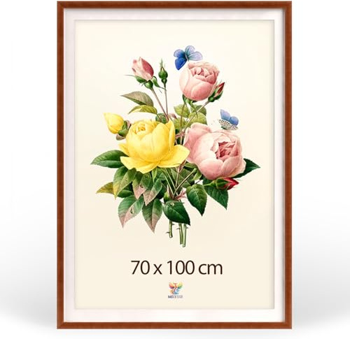 MG Design Cadre photo 70 x 100 cm – Cadre poster Marron à haut profil avec verre acrylique incassable, avec passe-partout, portrait & paysage, fixation murale renforcée