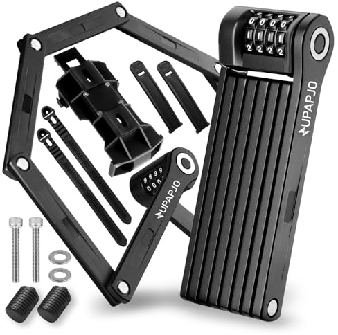 120 cm Candado Bicicleta Plegable, Candado Bicicleta Antirrobo con Soporte | Bike Lock con Combinación de 4 Dígitos y 10000 Combinación Posibles, Protección Antirrobo y alta Seguridad