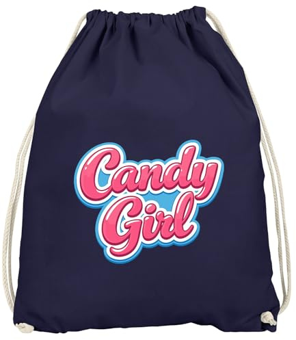 MoonWorks® Turnbeutel - Candygirl - Accessoires Fasching Gadgets Spruch lustig Faschingsartikel Tasche Gymbag Navy-pink unisize