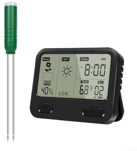 Humidimètre du sol, plante sans fil 4 en 1 avec surveillance de la température et de la lumière du soleil, capteur étanche IPX5, intérieur et extérieur, 150 m