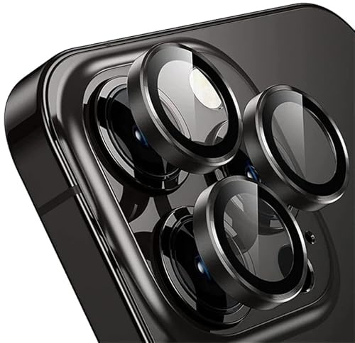 Generisch Kamera Schutzglas für iPhone 16 15 14 13 12 11 Pro Max Glas Metallring Schwarz / 12 Pro (3PCS)