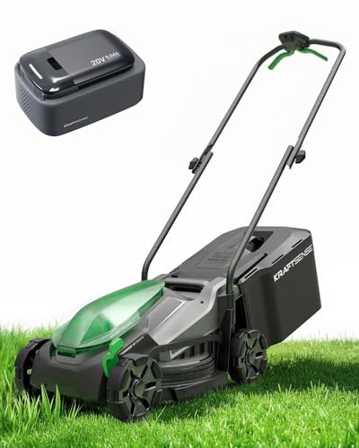 Akku-Rasenmäher für kleine Gärten, 33 cm Arbeitsbreite, bürstenloser Antrieb, 2-in-1 Mulchen & Fangen, mit 5,0 Ah Akkus für bis zu 300 m² pro Ladung, inkl. Typ-C-Ladekabel
