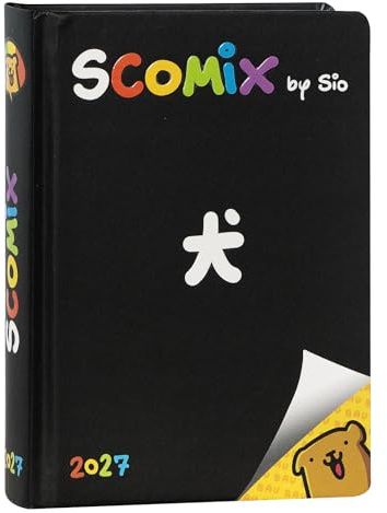 COMIX Scomix by Sio – 16 månaders dagbok, dagbok 2026–2027, grundskola och mellanstadium, med hårt färgat omslag, 512 färgsidor, för barn och tonåringar, 12 x 16,5 cm