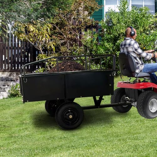Cachpib Rasentraktor Anhänger Kippanhänger Autoanhänger 340kg Tragkraft | Anhänger Kipper All-Terrain-Reifen, Handzug & Fußpedal Kippfunktion für ATV/UTV & Rasentraktor
