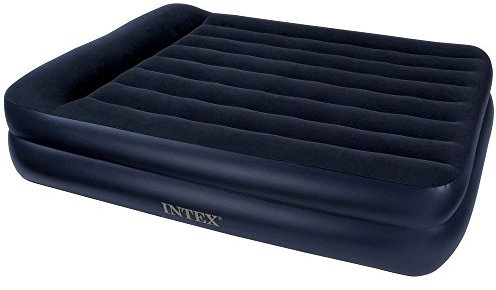 Intex Matrimonio Doble Luftmatratze mit Kissen und elektrischer Pumpe, 152 x 203 x 47 cm, Blau – Dunkelblau