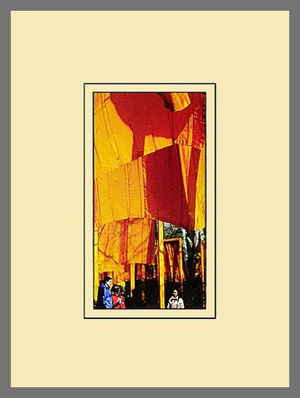 Christo Poster Kunstdruck Bild The Gates Foto 20 40x30cm im Alu Rahmen in Champagne (breit)